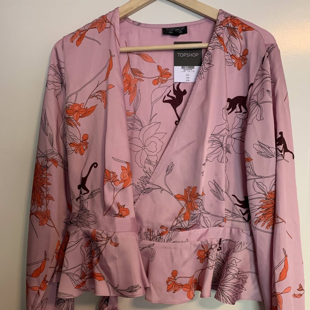 Pink Wrap Blouse, Size 8